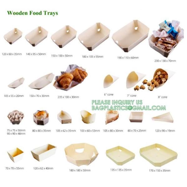 Wooden Food Packaging Box Cake Dessert Container With Plastic Cover, Take Out Pastry Cake Lunch Sushi Tray