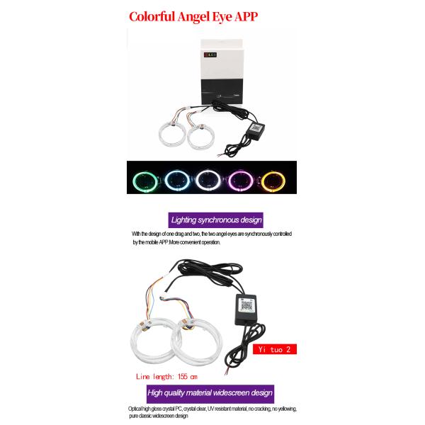 L'intérieur de voiture d'anneaux de halo de DRL RVB a mené les lumières ambiantes CCFL Angel Devil Eyes 80mm 95mm 105mm 110mm