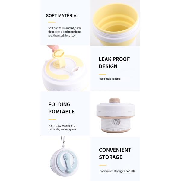 550 мл 18 унций складной силиконовой чашки для кофе Силиконовые бытовые изделия Белый