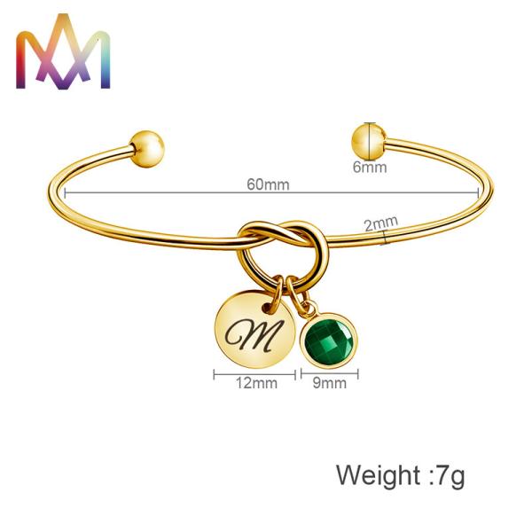 Forever Love Knot Infinity Initial Bracelet 60MM With Birthstone