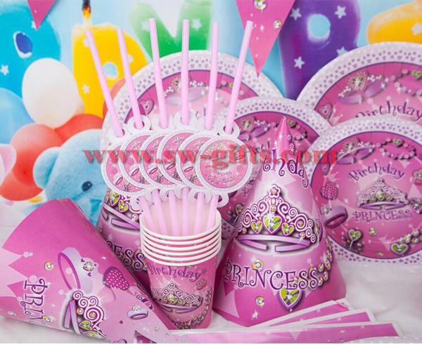 Fantasy girl theme kids disposable paper cups + plates party pack birthday Party Decoration Set party supplies