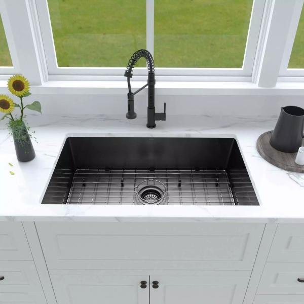 60x45 15 Undermount Bar Sink 23 5/8  Brushed Black One Bowl Kitchen Sink