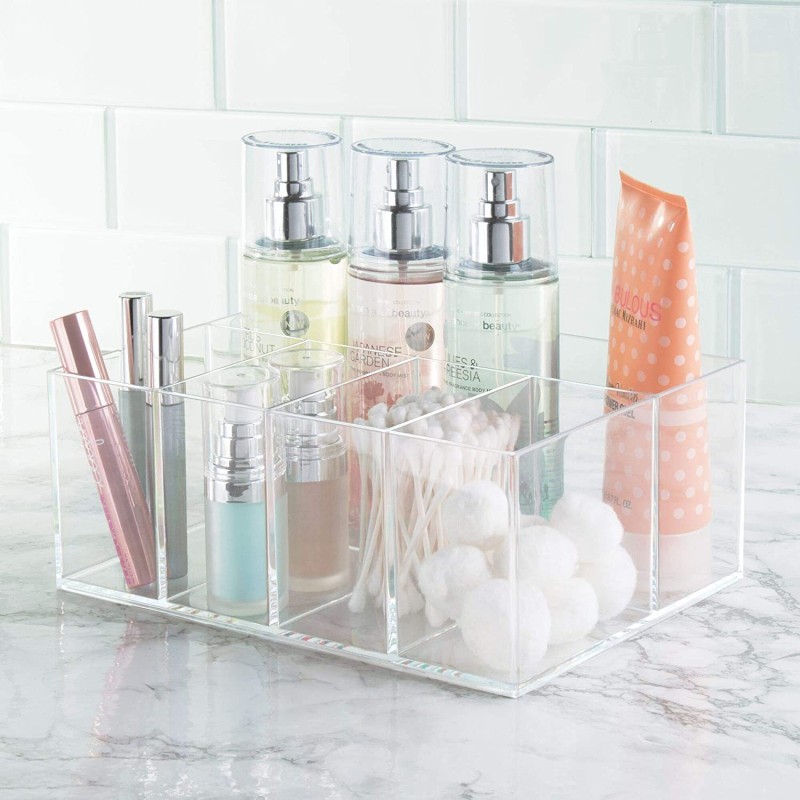 Modern Transparent Plastic Storage Case with Compartments for Beauty Products Toiletries and Personal Items