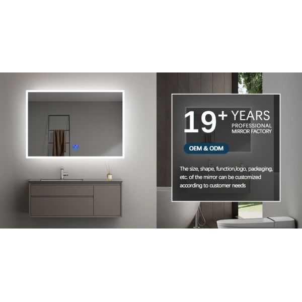 Decoration Backlit Smart Mirror Antifog Bathroom Mirror Wall Mounted With LED Light