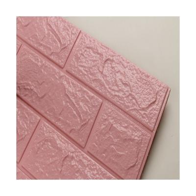 Pink PE Foam Wall Sticker 5mm Thickness 3D PE Foam Brick Wall Stickers