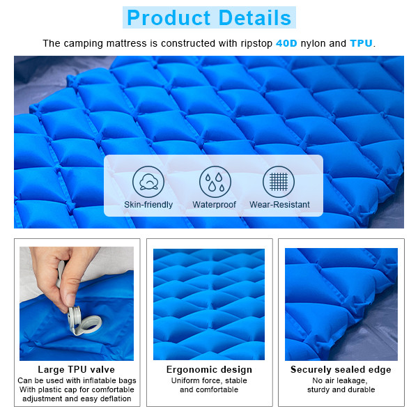Inflatable Outdoor Sleeping Pad 190 X 58cm Backpacking Sleeping Pad Ultralight Camping Mat