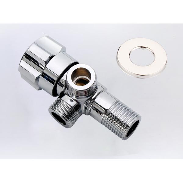 Válvula de ângulo de banheiro de cromo Válvula de parada de ângulo de três vias para cozinha e banheiro