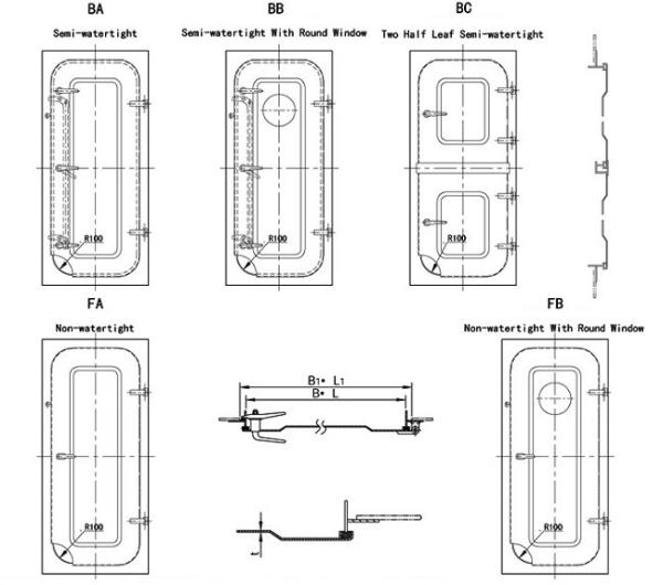 Single Leaf Marine Watertight Doors 0.06Mpa-0.5Mpa Pressure With Singlle Handle