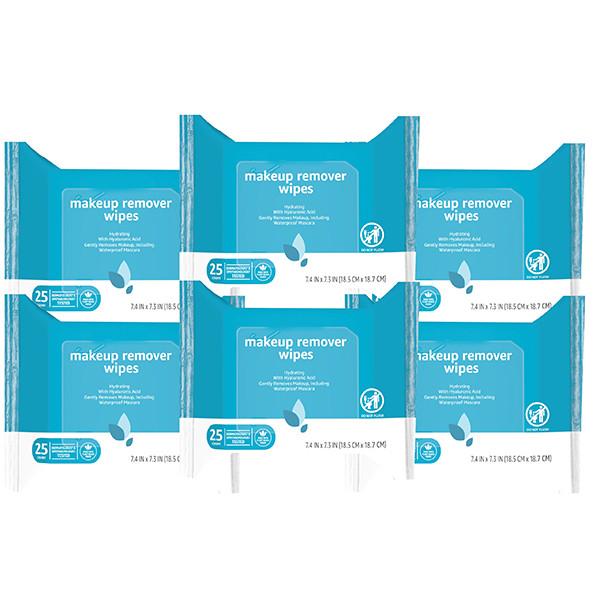 Non Comedogenic Fragrance Free Makeup Removal Wipes 6 Pack of 25 Count