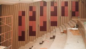 Auditorium Slat Wooden Grooved Acoustic Panels Sound Absorption Building