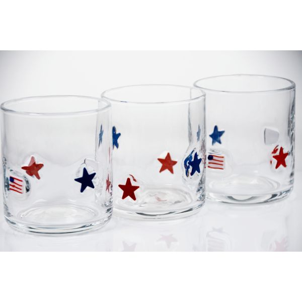 Hand Blown Patriotic Design Icon Glass with 400ml Capacity - Clear Tumbler for Whiskey and Cocktails