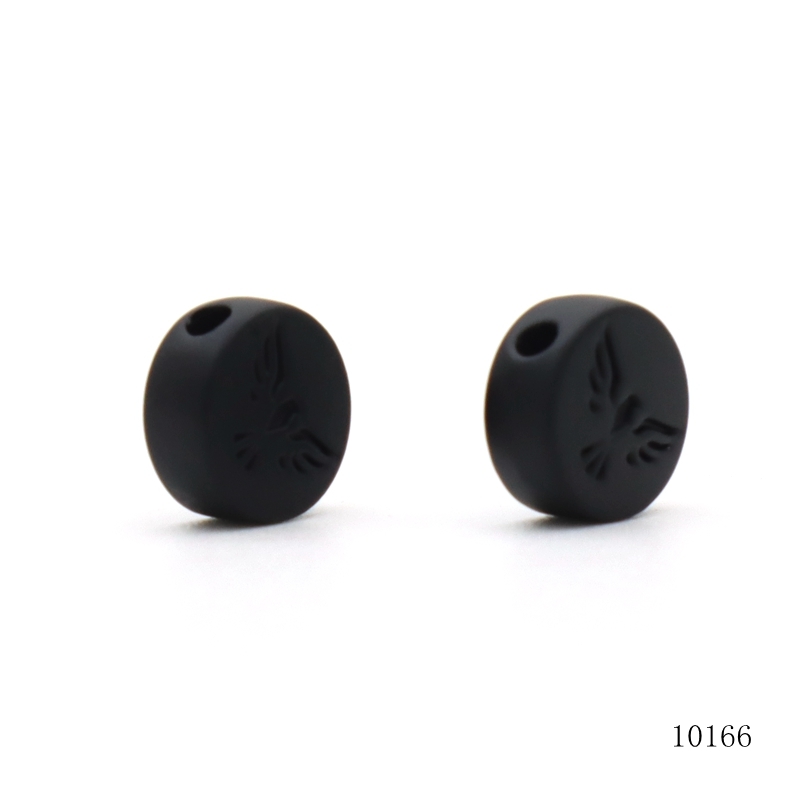Matt Black Gun Metal Customized Logo Engraved Round Bead Zinc Alloy Beads For Bracelets Decorative Fittings