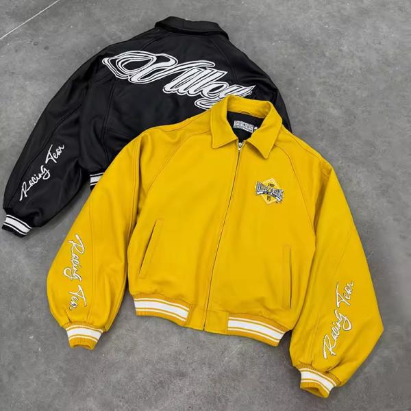 Custom Jacket Streetwear Fashion Embroidery Patch Leather Mens Jacket Plus Size Bomber Motorcycle Leather Jacket for Men