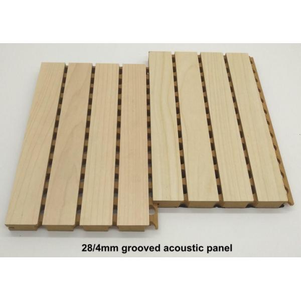 28/4mm Gym Veneer Linear Grooved Acoustic Wall Panels Sound Absorption Isolation Board