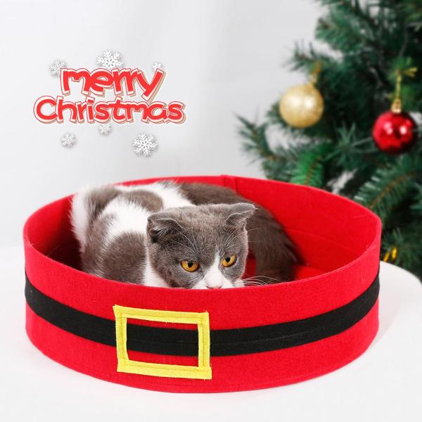 Santa Claus Belt Colorfast 35x10cm Felt Pet Cave Sleeping Mat