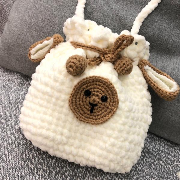 Cotton Wool Bear Crochet Hand Bag Hand Woven White Color OEM ODM