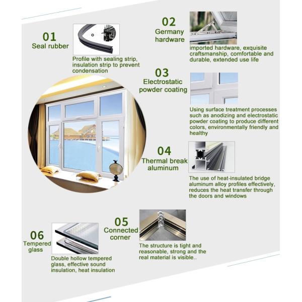 Commercial Horizontal 3.0mm Aluminium Glass Sliding Windows