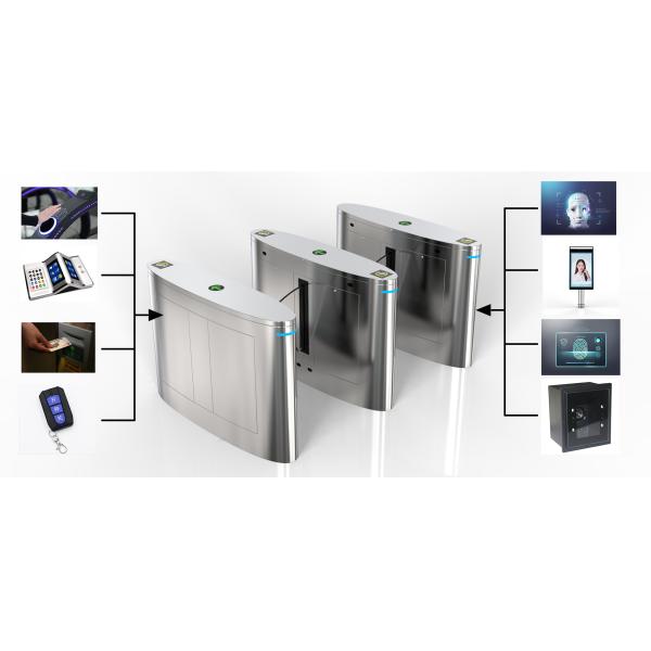 Silver Flap Barrier Turnstile Access Control System With RFID Card Reader