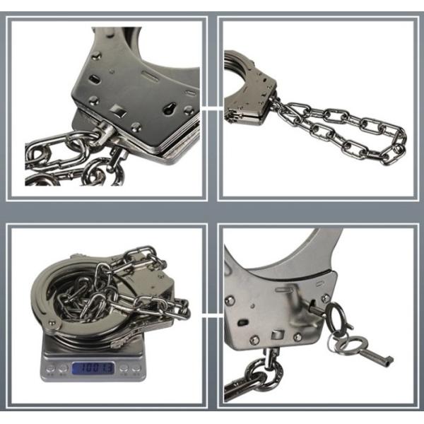 Stainless Steel Police Grade Handcuffs Leg Cuff Metal Anti - Pull 23 Tooth