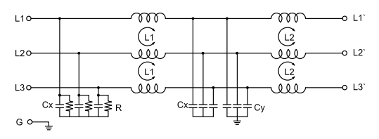 Filtro Emi multiuso trifásico desempenho de alta atenuação até 300 mhz