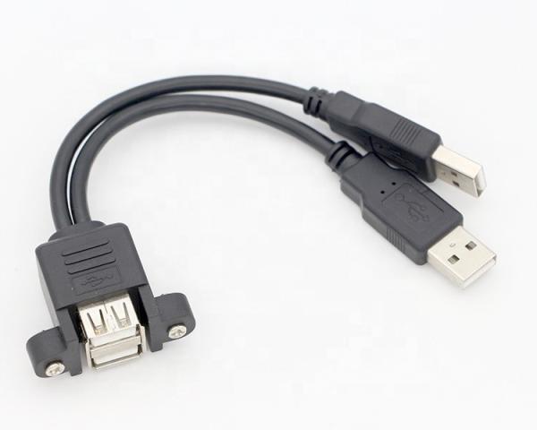 Fermeture à vis 0.5m 1m mâle à femelle double câble d'extension USB 2.0 monté sur panneau