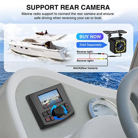 IPX5 Marine Rev Cam Radio For Boat RV ATV SUV , USB BT Marine Audio Multimedia Aux In EQ Setting