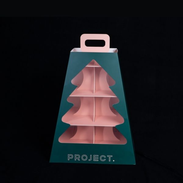 Customized printing four layer multi-layer bracket portable party cake tower box family afternoon tea with handle cardboard cake