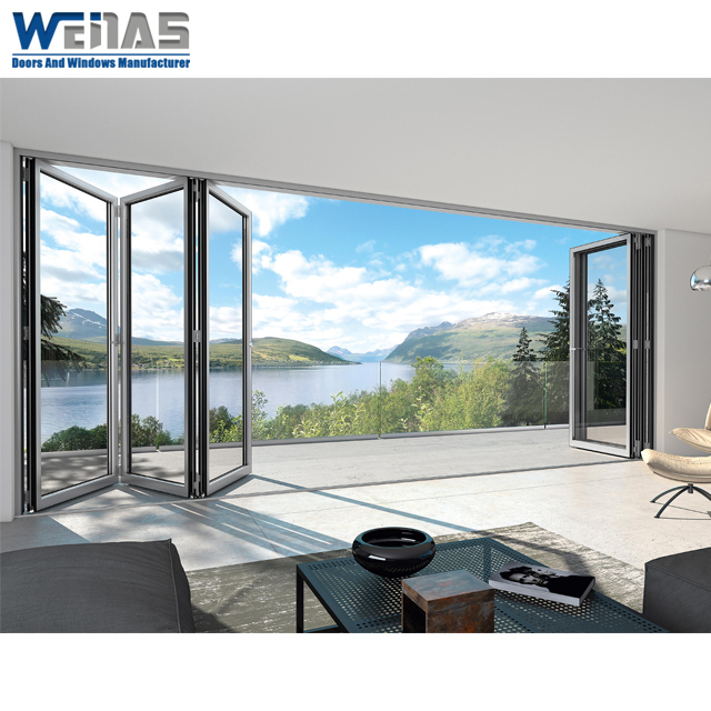 Thermal Insulated 5mm Aluminium Bifold Exterior Doors With Tempered Glass