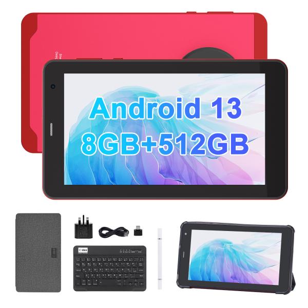 C Idea Android 13 Tablets With SIM Wifi 7 Inch Touch Screen Tablet CM518 Pro Red