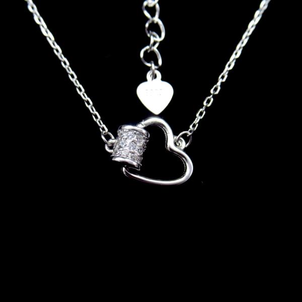 Glaze Heart Pink Stone Necklace Jewellery With Free Nickel Imperial Crown Design