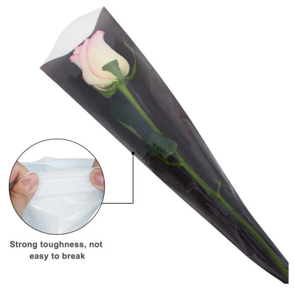 Eco Friendly Clear V Shaped Bopp Reusable Needle Perforated Fresh Cut Flower Wrapping Pot Sleeves Bags