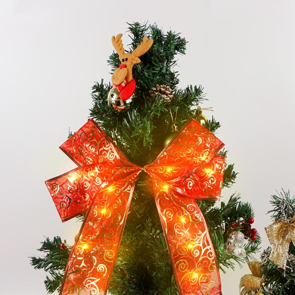 Decoración de Navidad personalizada de 2024 Arcos de cinta de barro grandes con arco impreso con filo