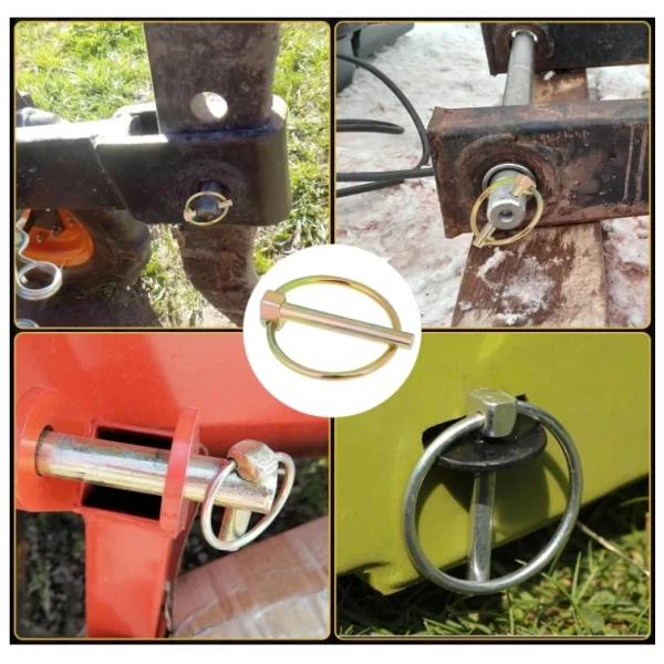 5/16'' Lynch Pin Lock Safety Linch Pins Carbon Steel White Zinc Effective Length 1-3/4'' For trailer Truck and Excavators