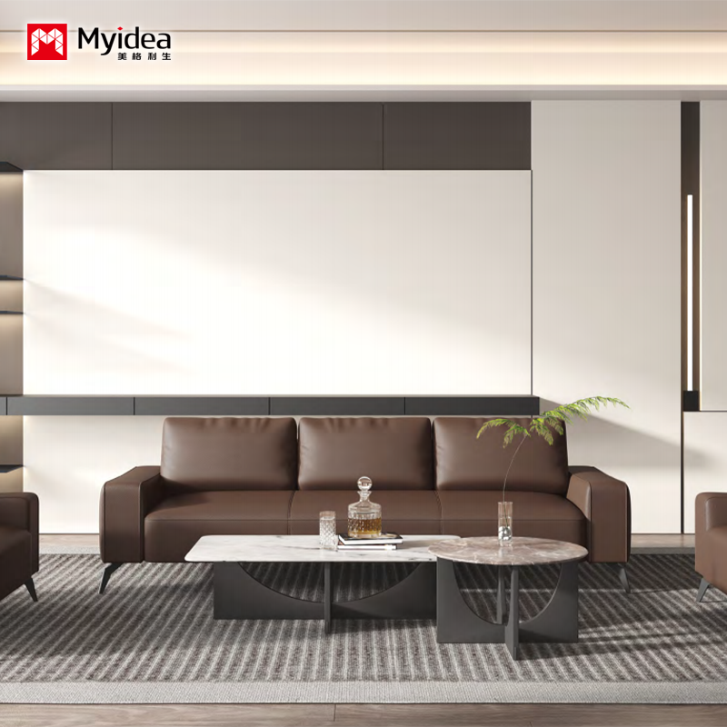 High-Density Foam Leather Office Sofa, Modern Reception Couch, Heavy-Duty Waiting Area Lounge Chair, Durable Pu Leather Lobby Seating for Home, Office, or Business