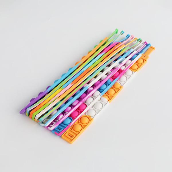 Silicone Rubber Bubble Stress Relieving Toy Rainbow Rubber Customized Popular Bracelet