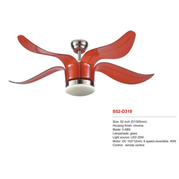 Energy Saving 52Inch Indoor Electric Motor Cooling Fan 4 Blades Ceiling Fan With Lights