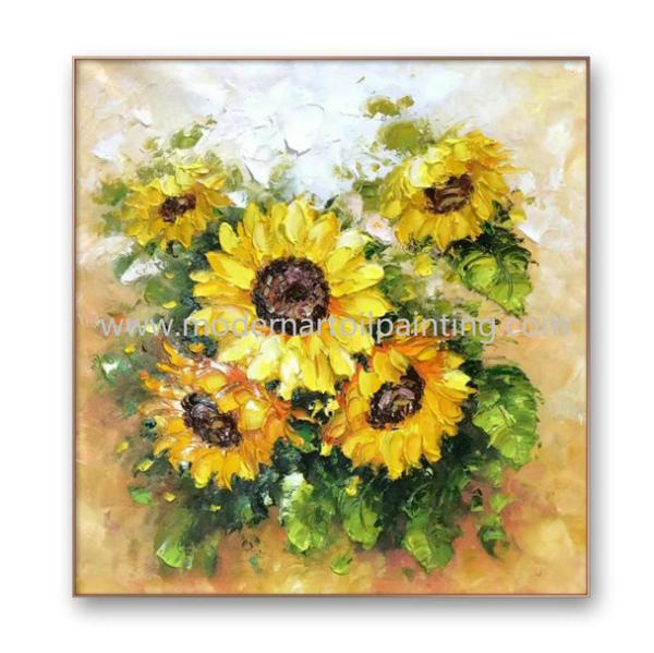 Floral Sunflower Palette Knife Painting For Living Room Interior Decoration