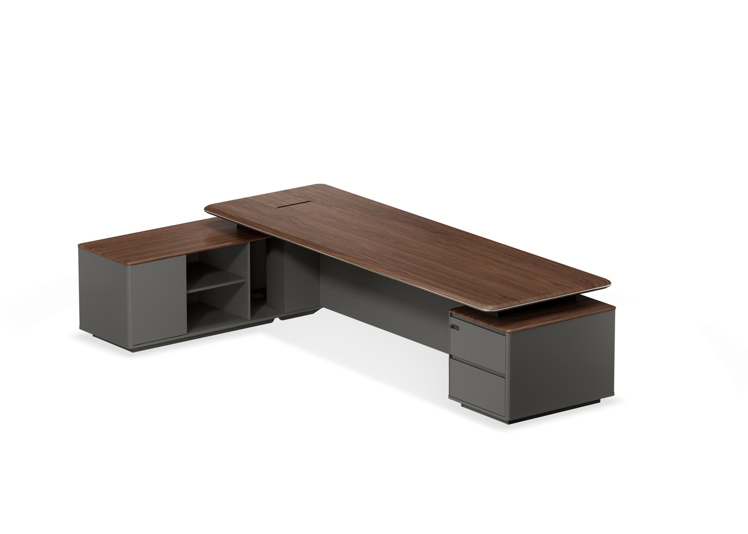 Menda Private Office Executive Desk with Minimalist Surface and Warm Beige Palette in W3200*D1900*H750(mm)