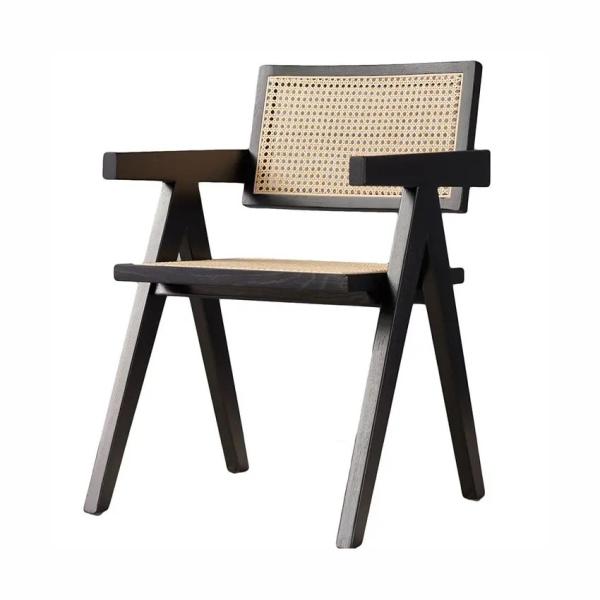 Custom Wooden Dining Chair with Rattan Seat OEM