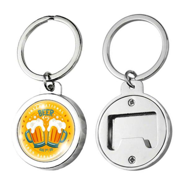 Décapsuleur de bouteille de bière personnalisé avec porte-clés, sublimation, décapsuleur en métal avec porte-clés