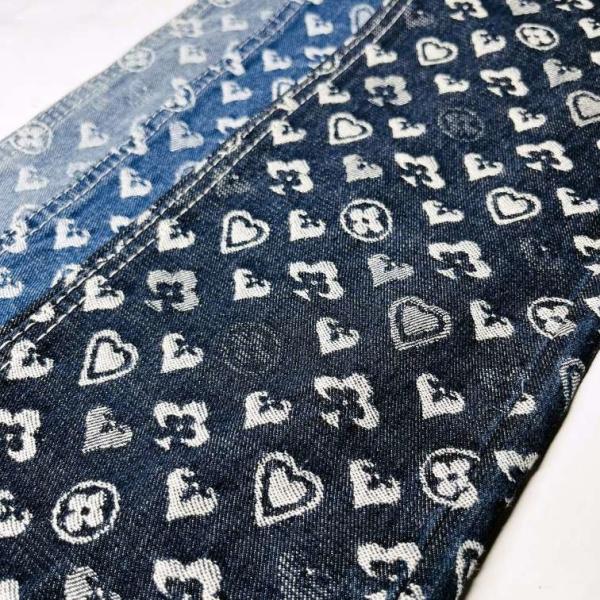 OEM Blue Damask Jacquard Denim Fabric For Women Garment 9.5oz