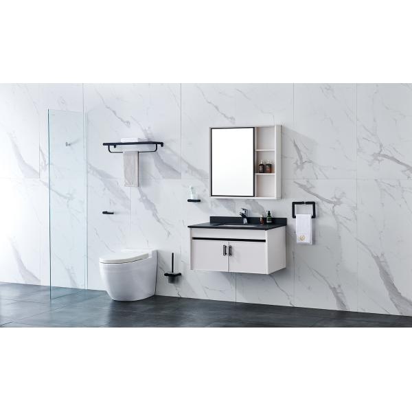 Hotel Bathroom Hardware Sets Black Wall Mounted Polished Mirror