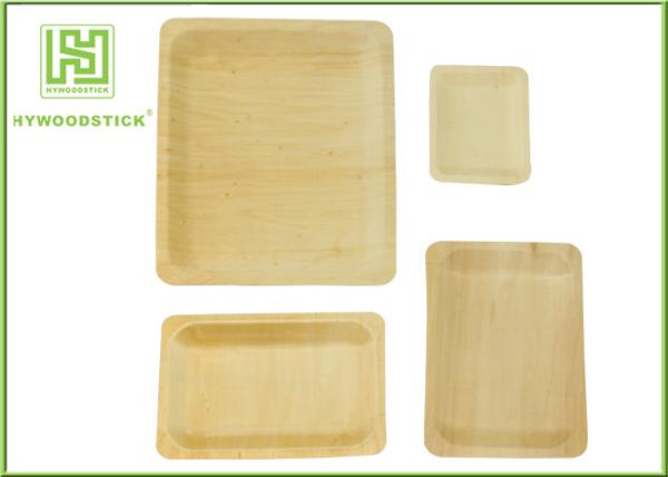 Fancy Wooden Disposable Plates , Odorless Wooden Dessert Plates Cake Tray