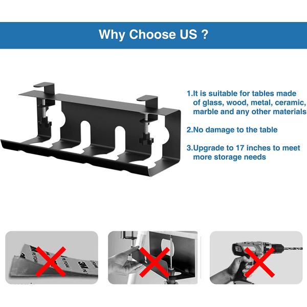 17 дюймовый угольный сталь под столом кабельного управления поднос для устойчивого управления провода