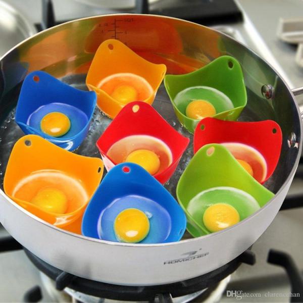 6pcs Hard Soft Boiled Without Shell Egg Gadget Maker Cooking Boiler FDA Cup Holder Kitchen Tray Silicone Cooker