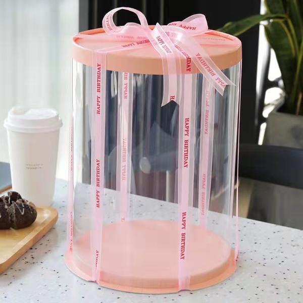 Прозрачные круглые высокие прозрачные пластиковые одноразовые контейнеры для тортов для свадебного дня рождения