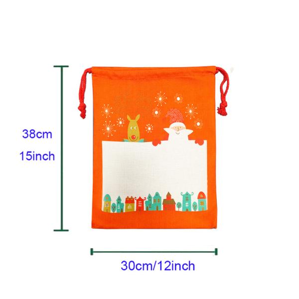 Bolsas de Navidad de sublimación de un solo lado en blanco para transferencia de calor, sacos de arpillera navideños