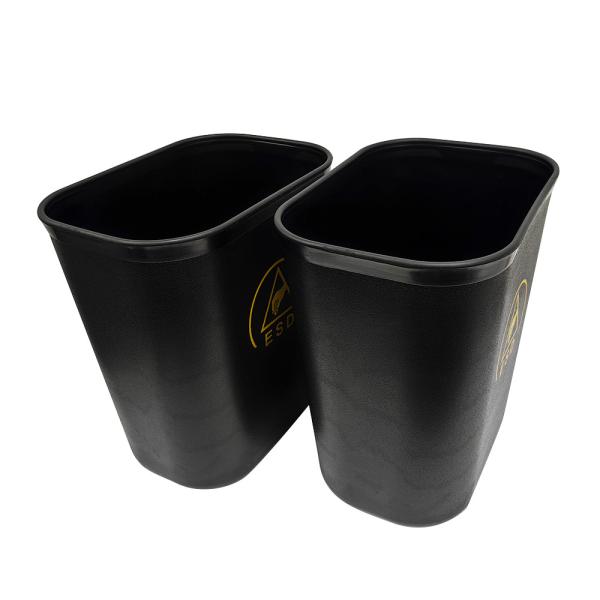 Black ESD Anti-static Plastic Square Dust Free Waste Bin 15L For Cleanroom