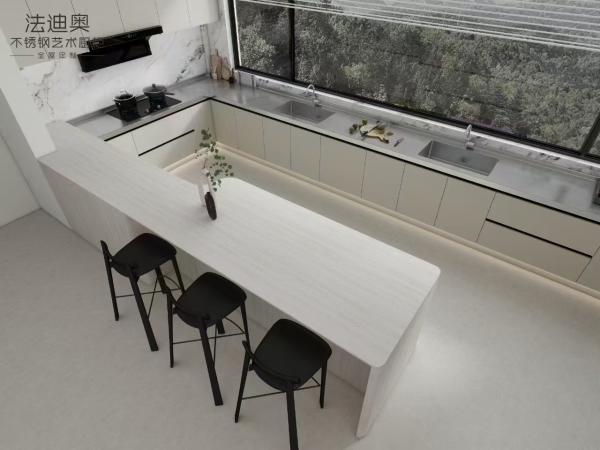 Fadior White Stainless Steel Kitchen Cabinets Modern Custom Design With Integrated Appliances