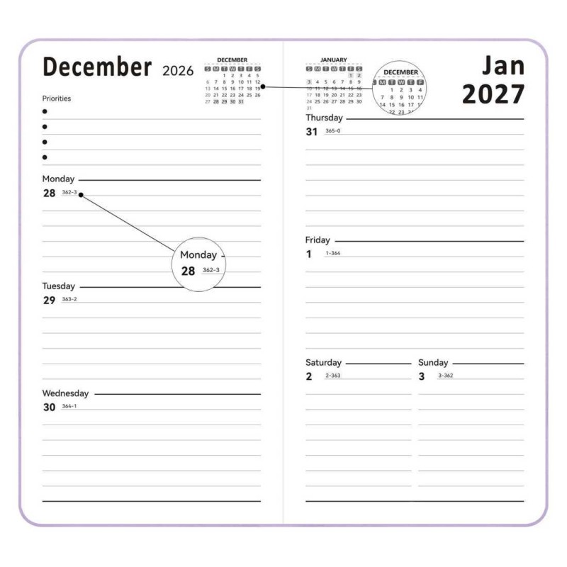 Mini Portable Yearly Daily Weekly Monthly Planners Notebook CMYK Printing Customizable